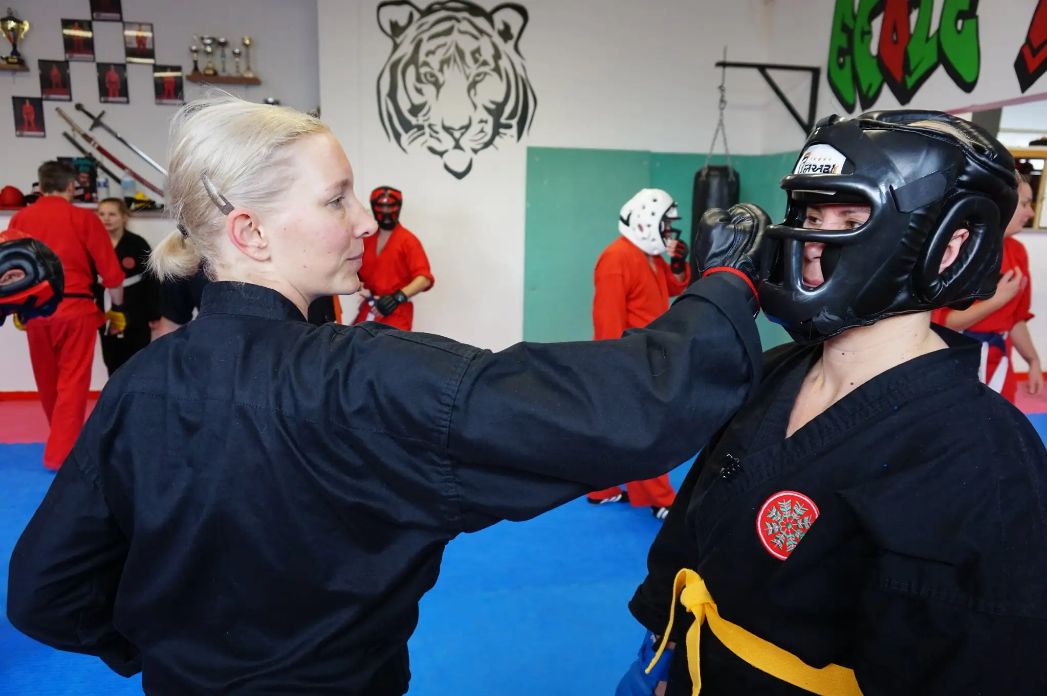 Pendant un cours de Self Défense à la Fédération de Francombat